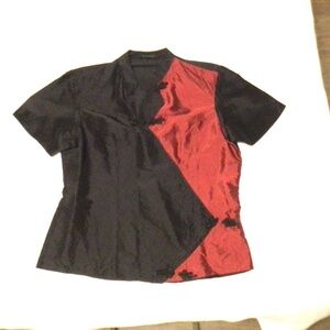 Vintage silk blouse Chinese collar size M or L